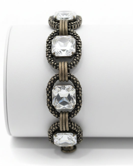 Vintage Archival Triple Crystal Link Bracelet
