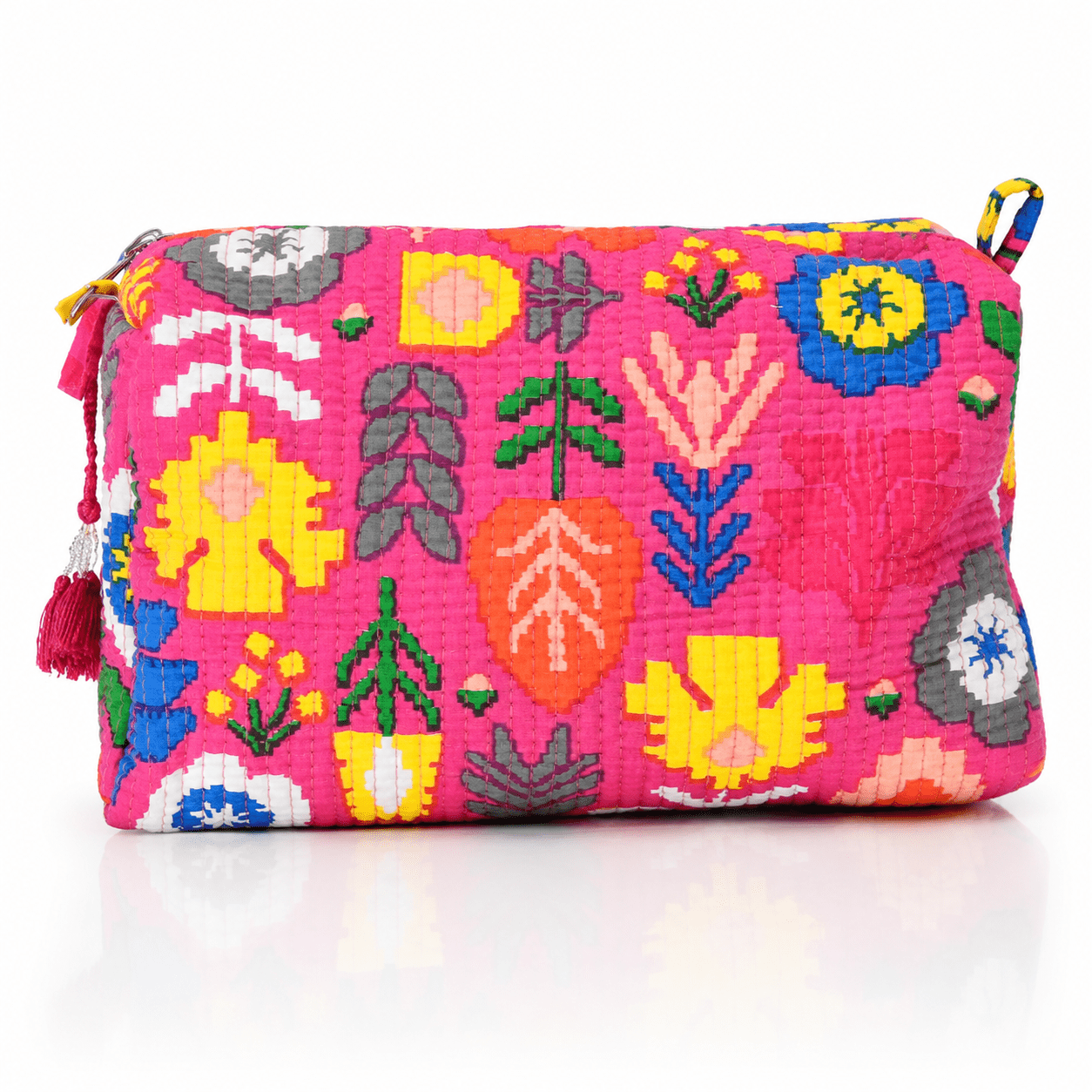 Pinky Funky Floral Cotton Quilted Cosmetic Set