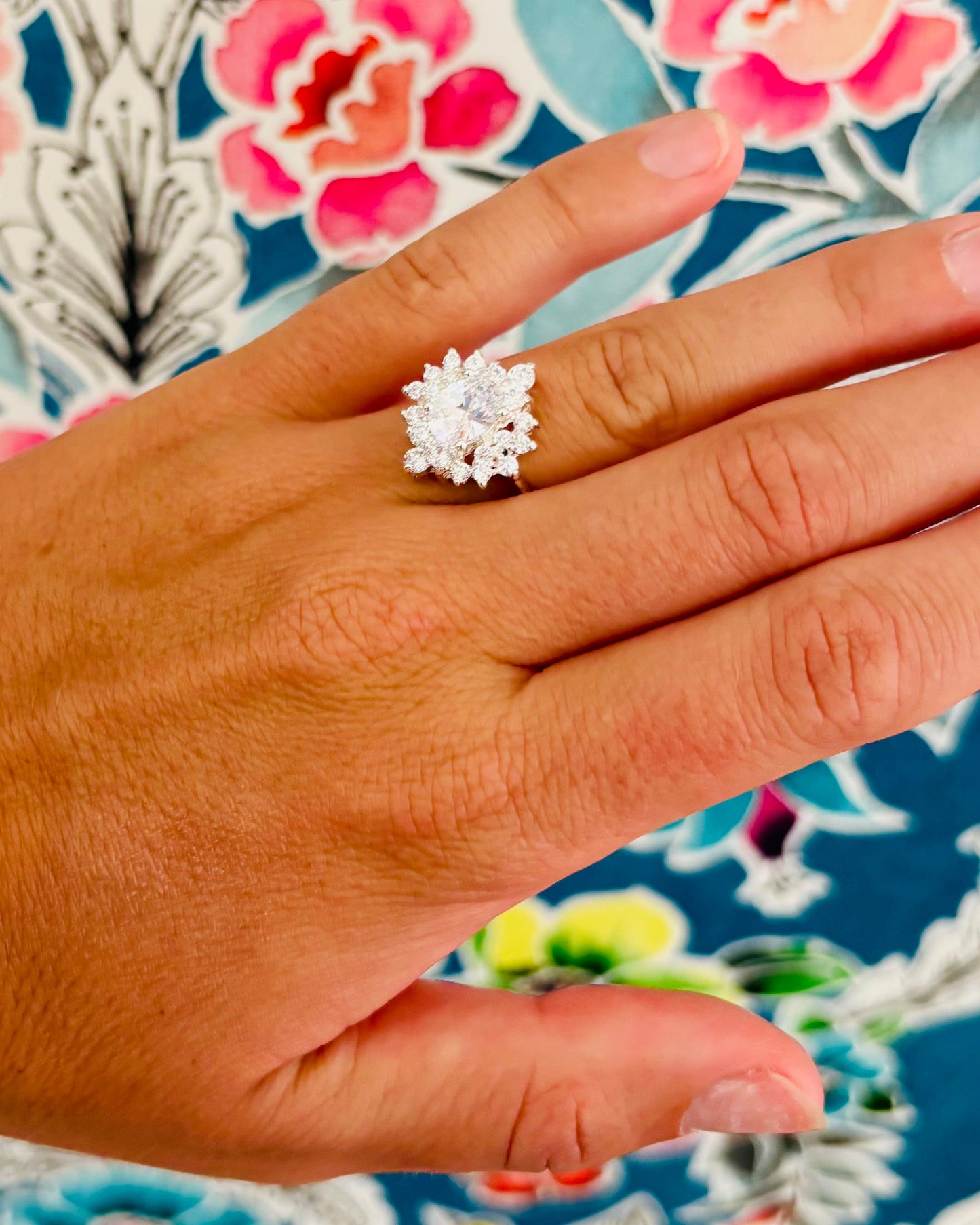 Diamond Snowflake Starburst Ring