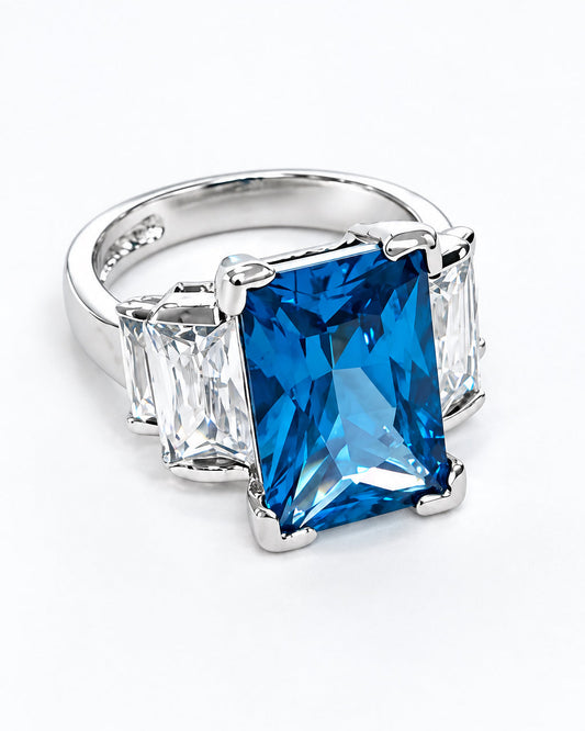 The "Narragansett" Vintage London Blue Five-Stone Cocktail Ring