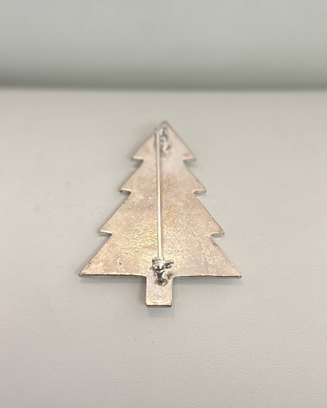Vintage Mid-Century Enamel Polka Dot Christmas Tree Brooch
