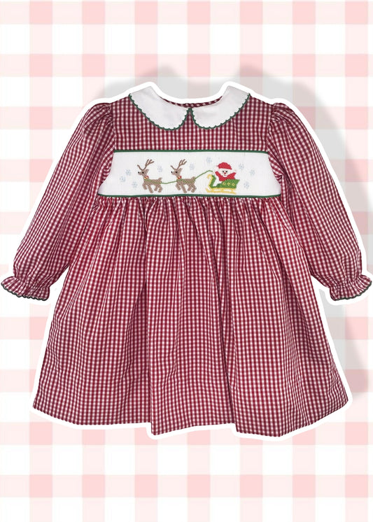 Christmas Dress with Hand Picture Smocking