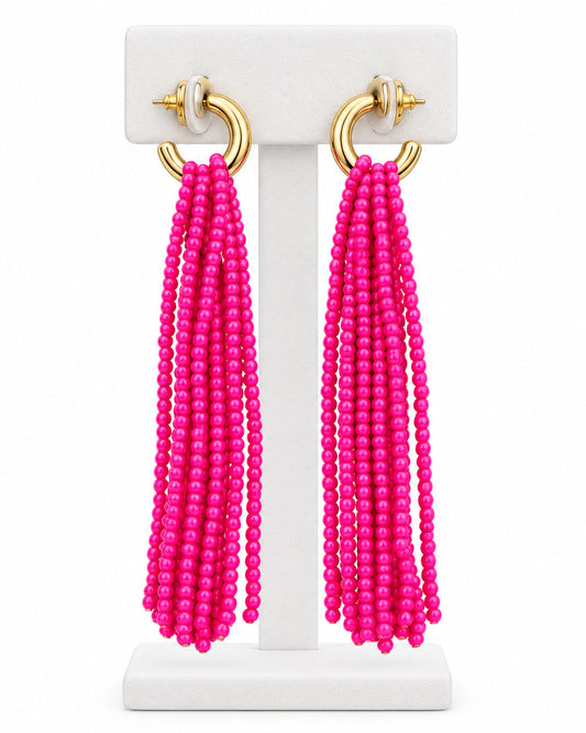 Paloma Fuchsia Cascading Bead Hoops