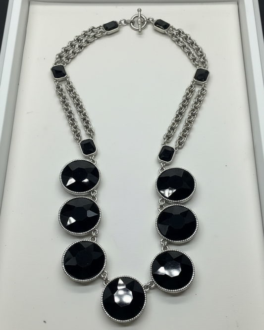 Vintage Midnight Cabochon Statement Necklace