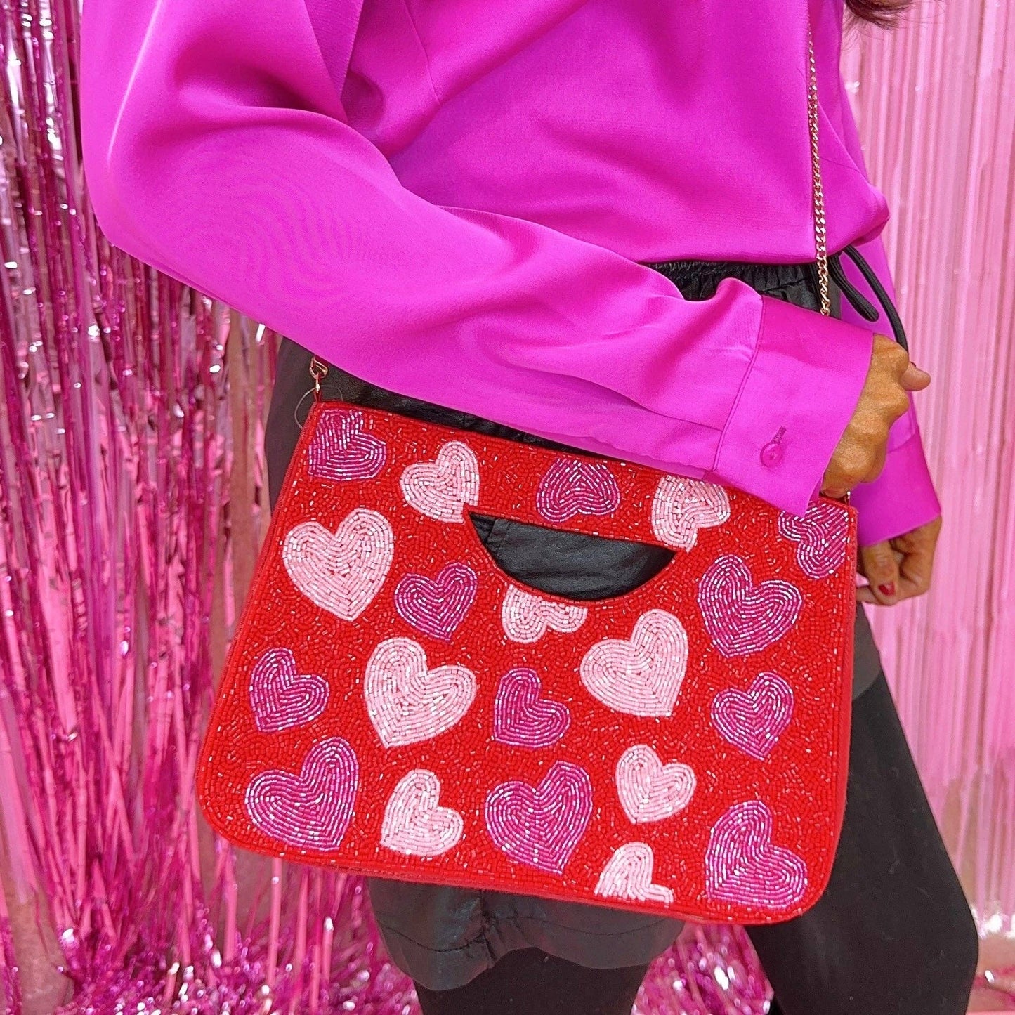 Love Me Beaded Heart Purse