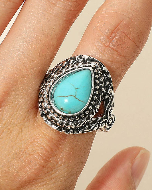 Western Teardrop Stone Statement Stretch Ring