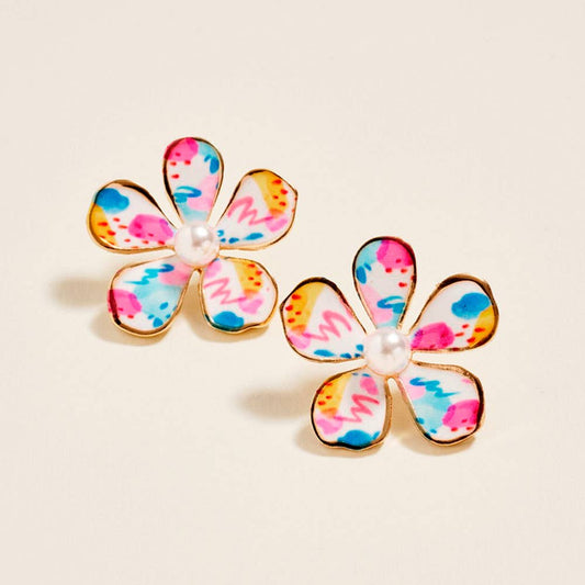 Floral Petal Pearl Center Earrings