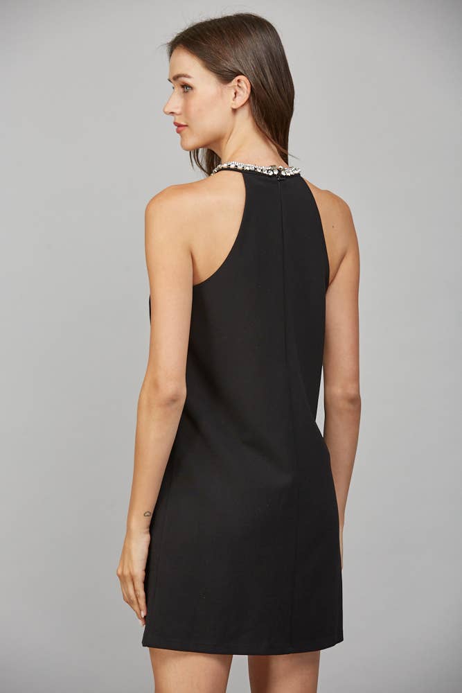 Rhinestone Keyhole A-Line Dress