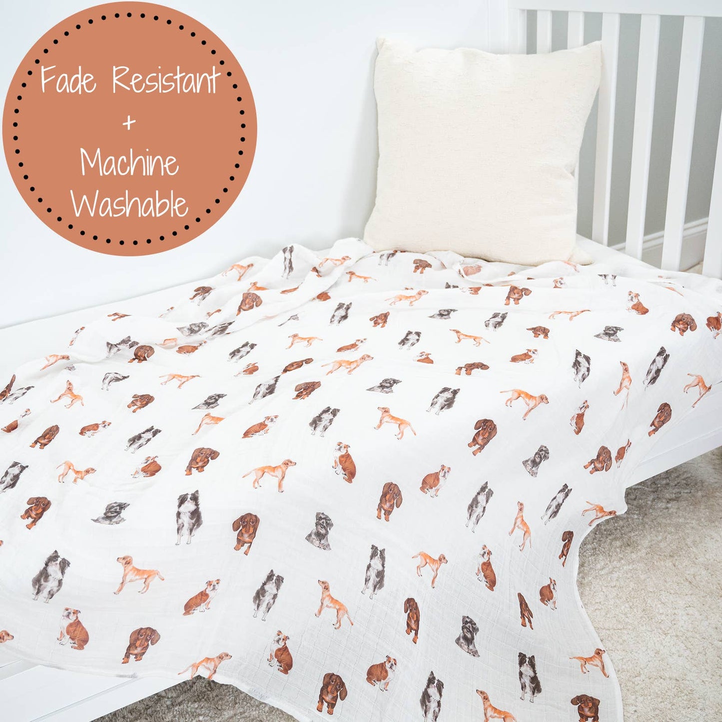 Adorable Dog Print Baby Muslin Swaddle Blanket