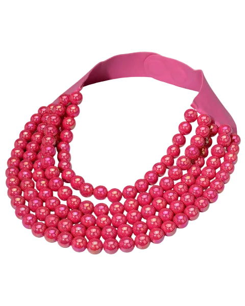 Beaded Magnetic Necklace- Fuchsia