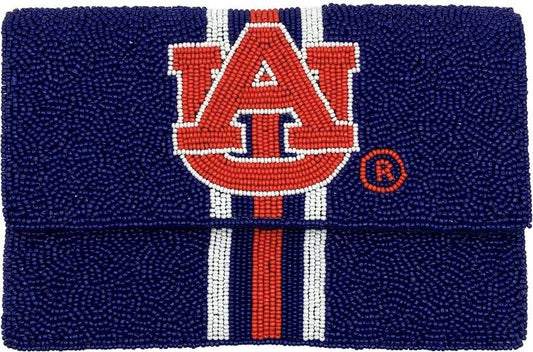Navy Auburn Beaded Clutch Crossbody