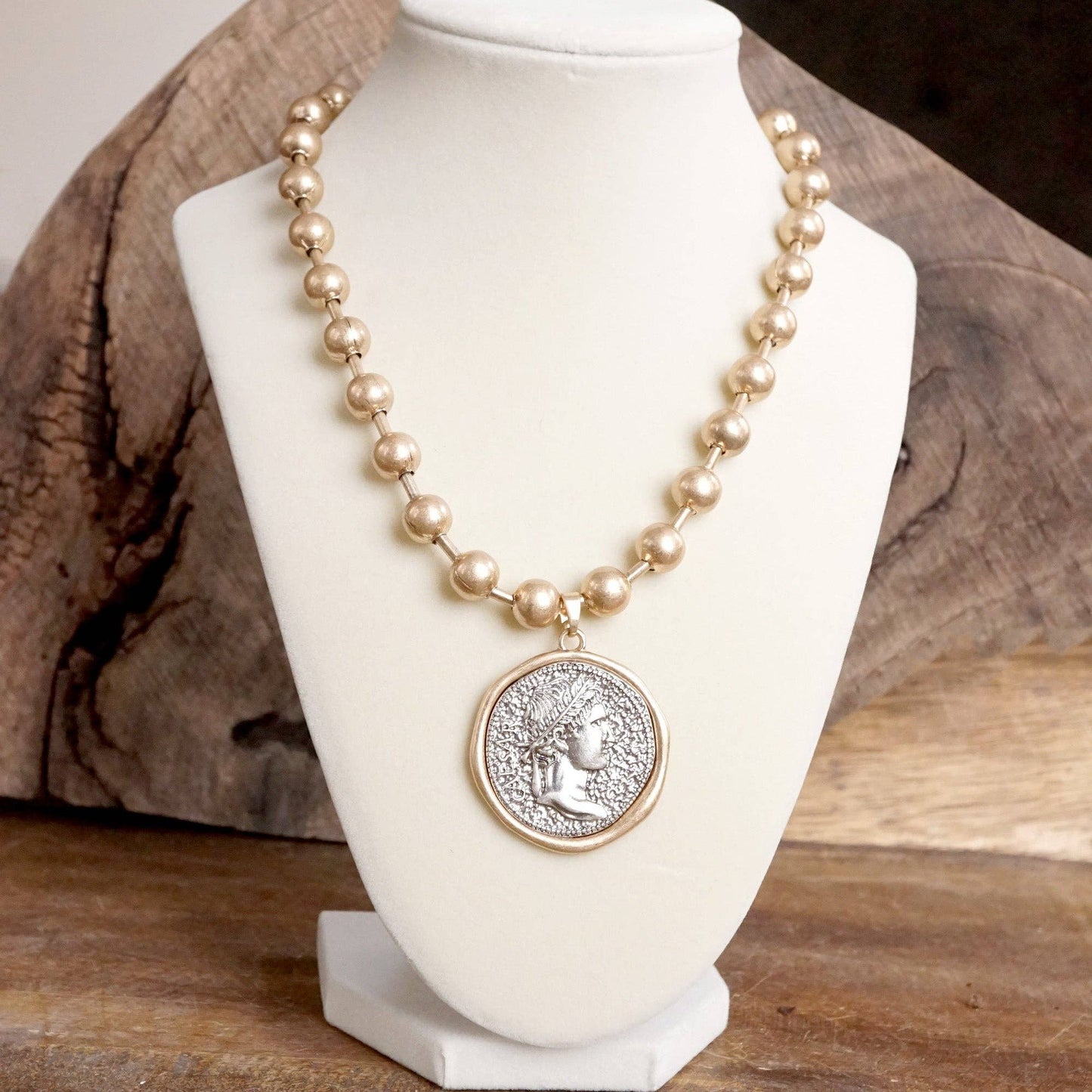 Coin Chunky Ball Chain Statement Necklace