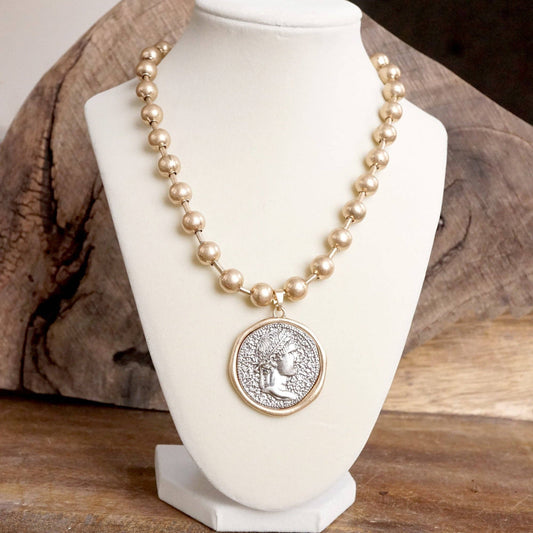 Coin Chunky Ball Chain Statement Necklace