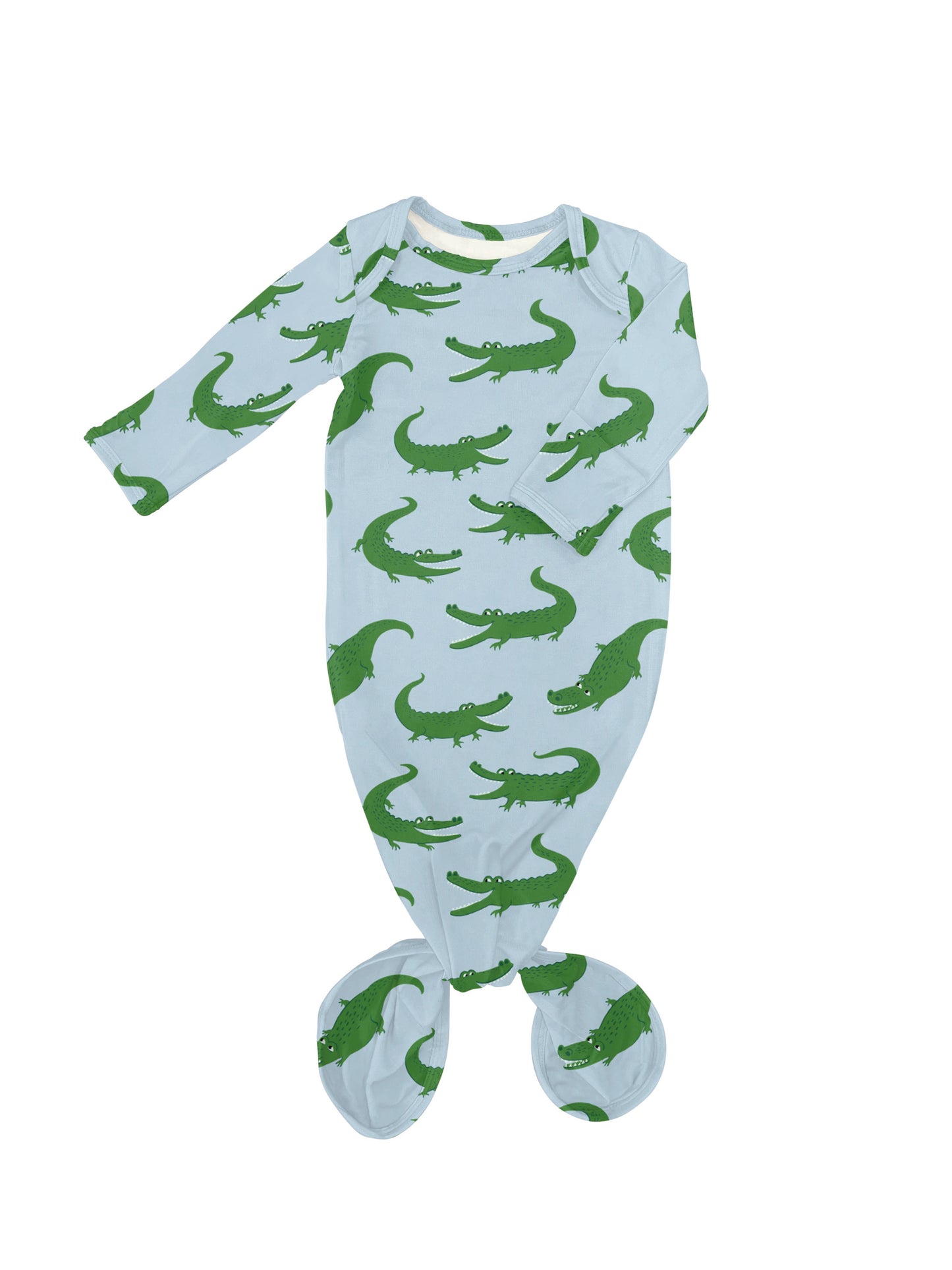 Blue Alligators - Knotted Infant Gown