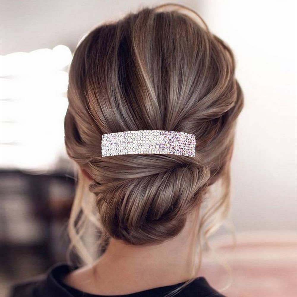 9 Rows Rhinestone Rectangle Barrette