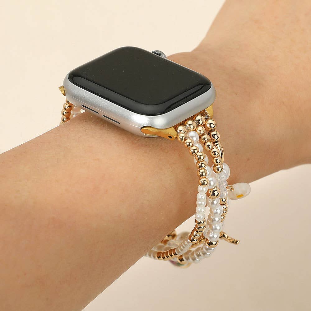 Ceramic Charm Pearl Multi Layered Apple Watch Band