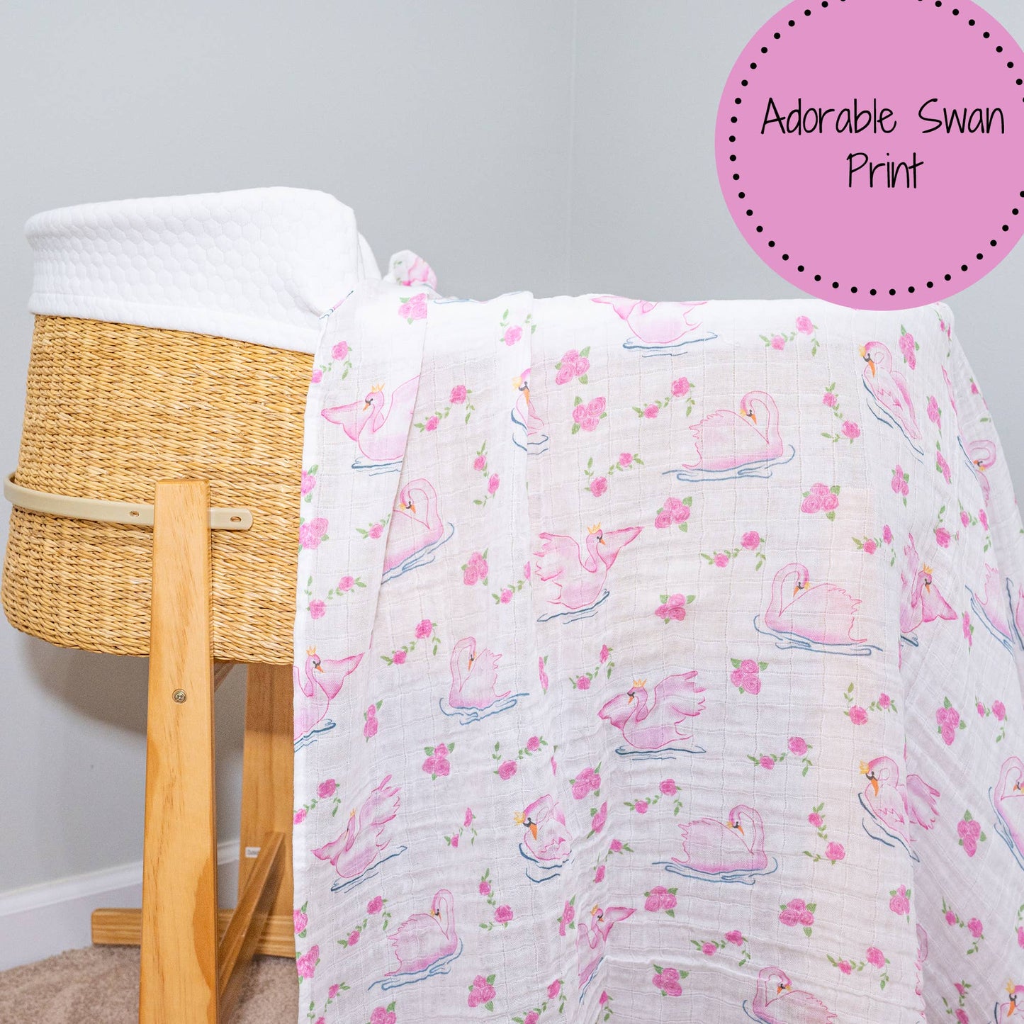 Beautiful Swan Baby Muslin Swaddle Blanket