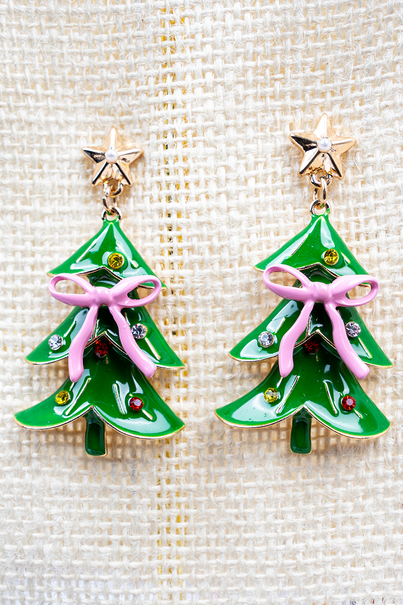 Green Holiday Glam Earrings