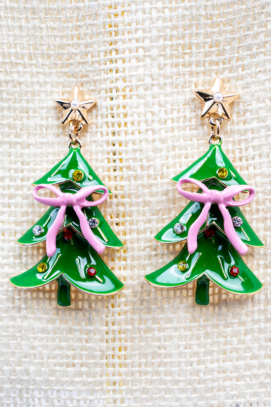 Green Holiday Glam Earrings