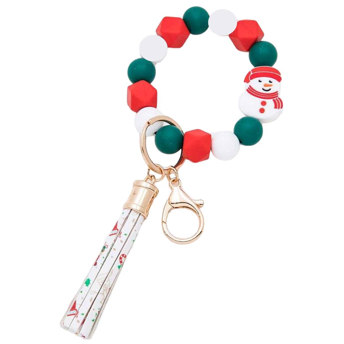 Silicone Beaded Christmas Keychain Bracelet