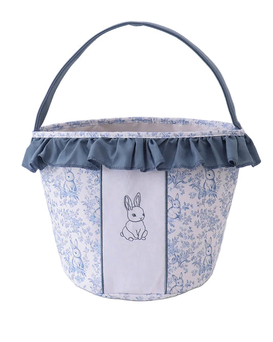 Blue Bunny Floral Ruffle Basket