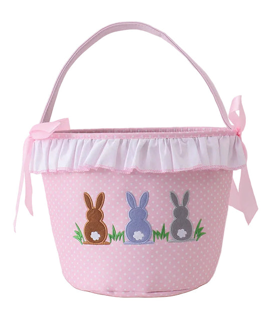 Pink Bunny Ruffle Bow Basket