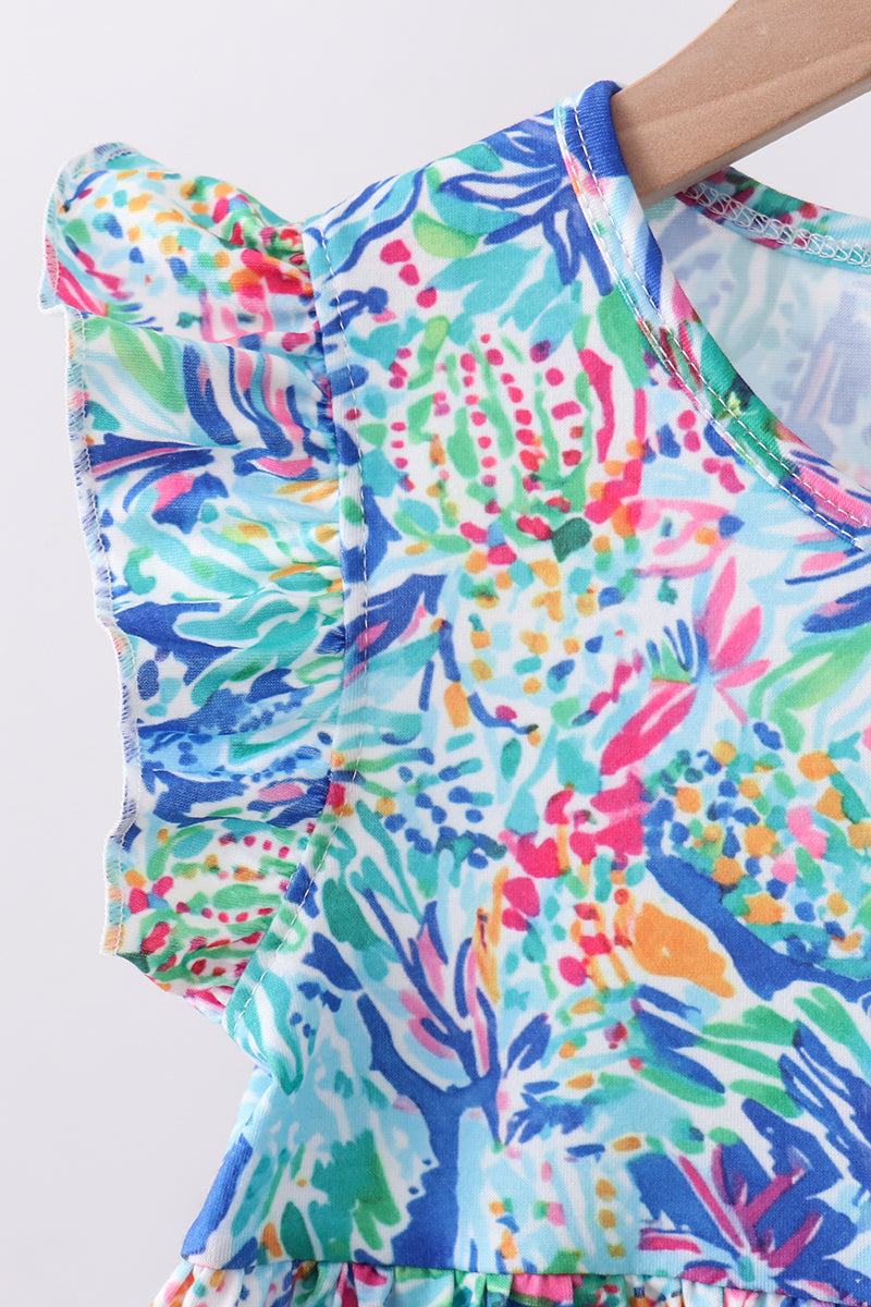 Summer Floral Print Ruffle Shorts Set