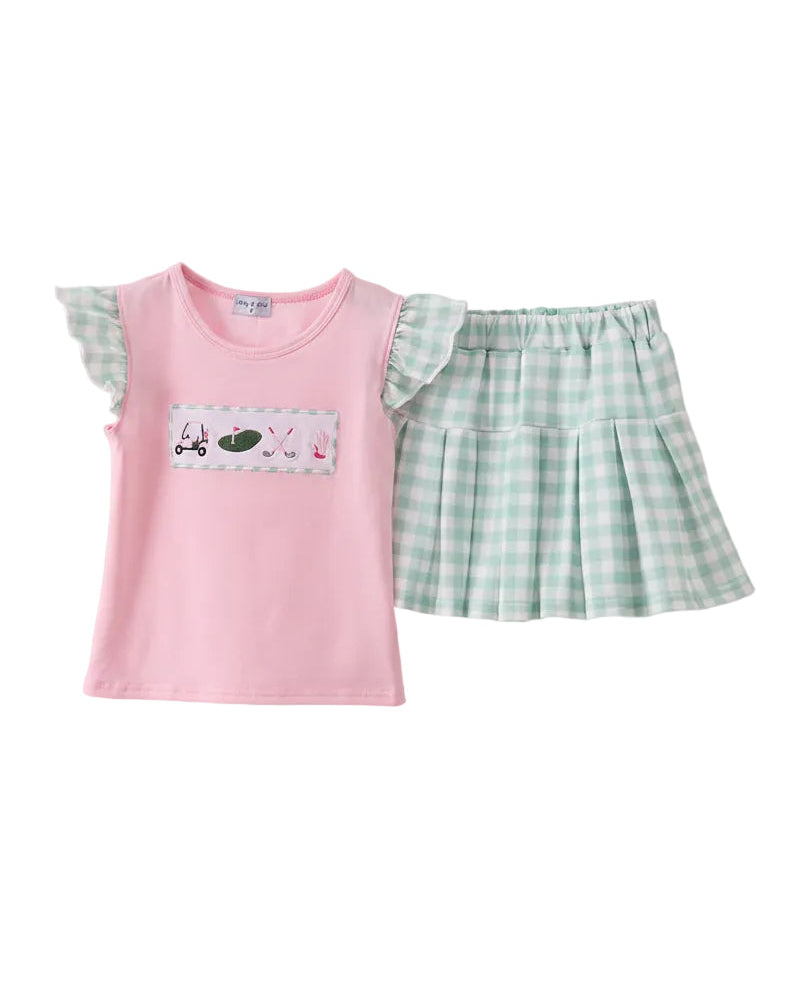 Green Golf Embroidered Skorts Set