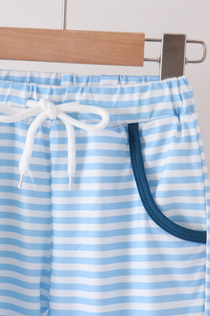 Blue Hero Embroidered Pants Set