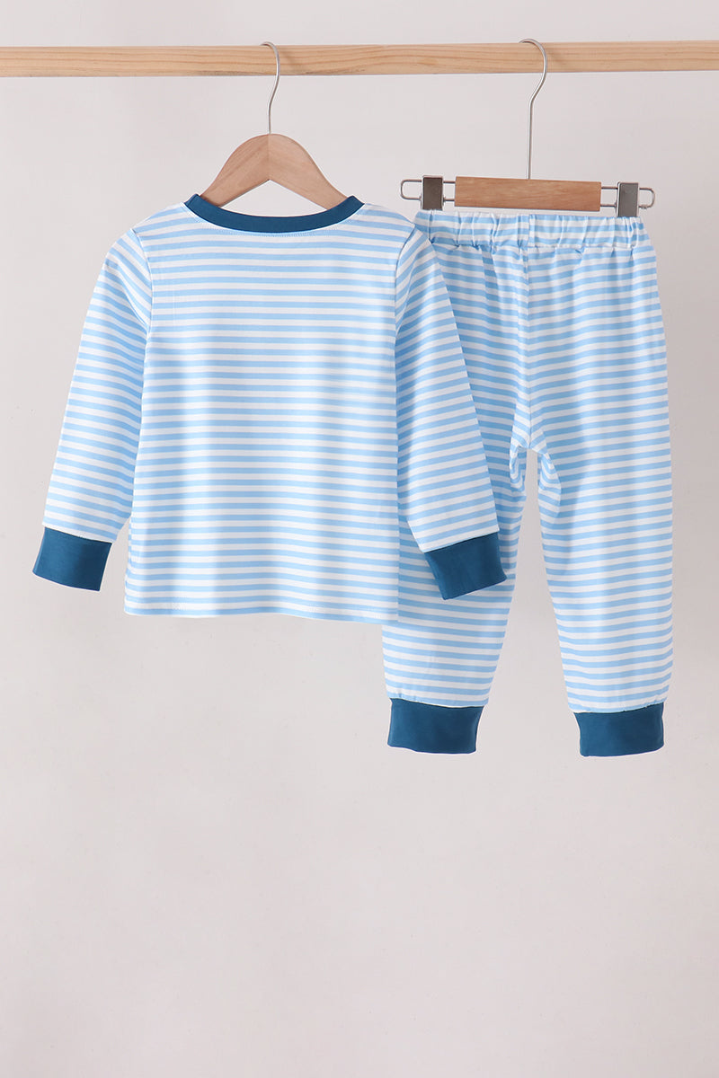 Blue Hero Embroidered Pants Set