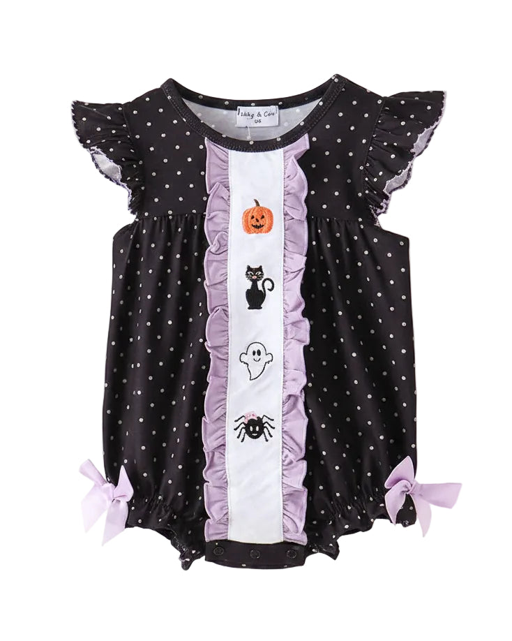 Black Ghost Embroidery Ruffle Set