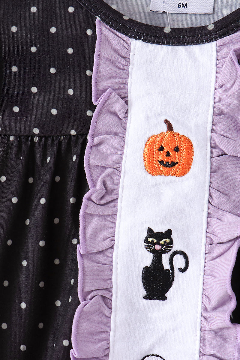 Black Ghost Embroidery Ruffle Set