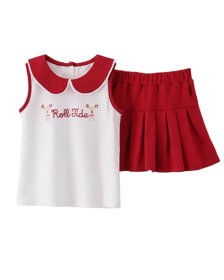 Red Alabama Roll Tide Embroidered Skort Set