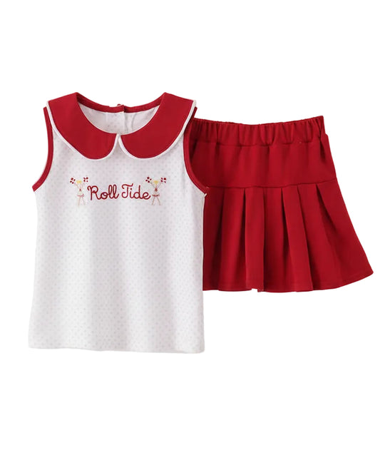 Red Alabama Roll Tide Embroidered Skort Set