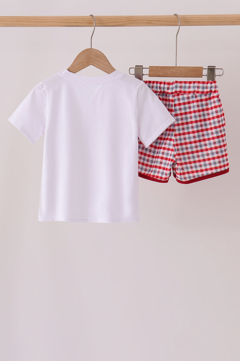 Red Alabama Roll Tide Embroidered Plaid Short Set