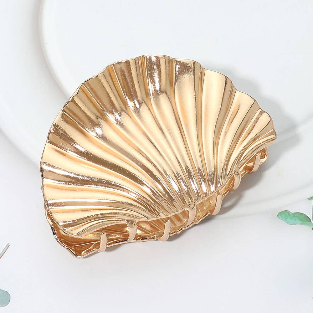 Gold Seashell Statement Hair Claw Clip