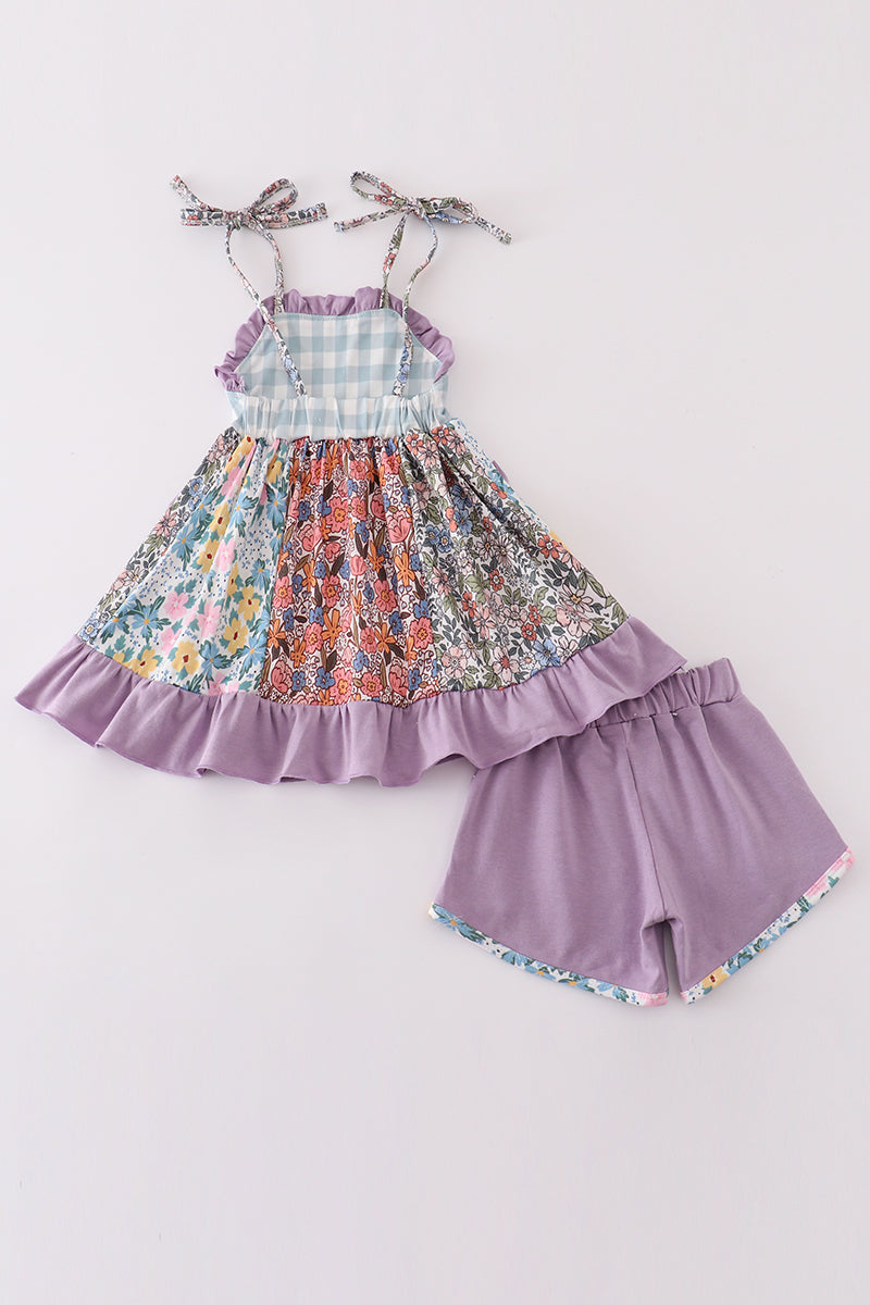 Purple Print Ruffle Set