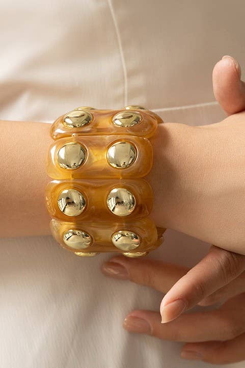 Color-Block Gold Acrylic Stretch Cord Bracelet