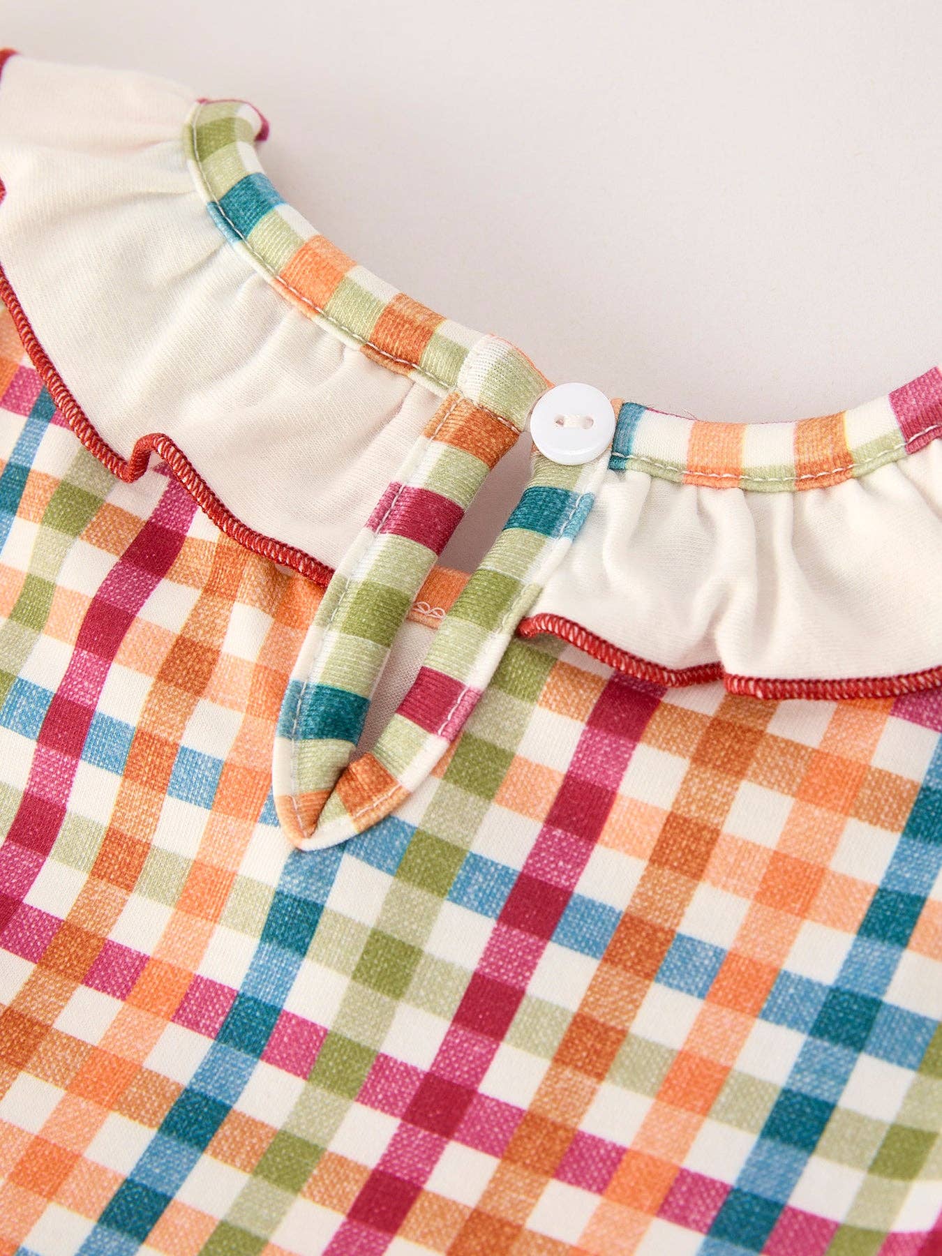 Thanksgiving Plaid Embroidery Smocking Dress