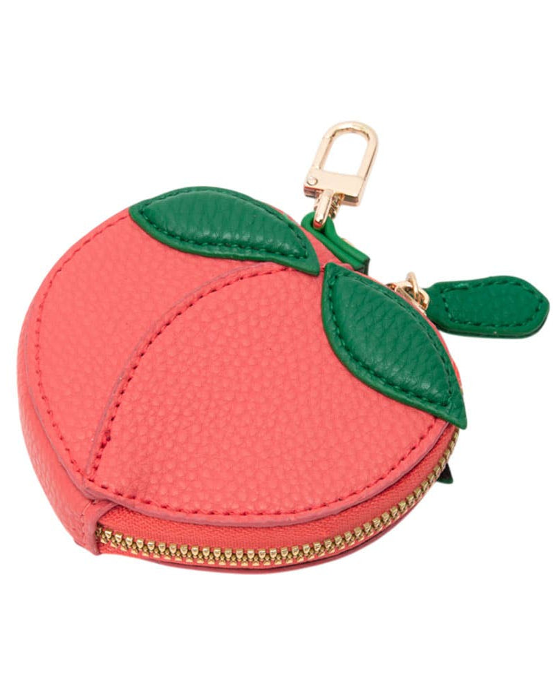 Faux Leather Peach Keychain / Bag Charm