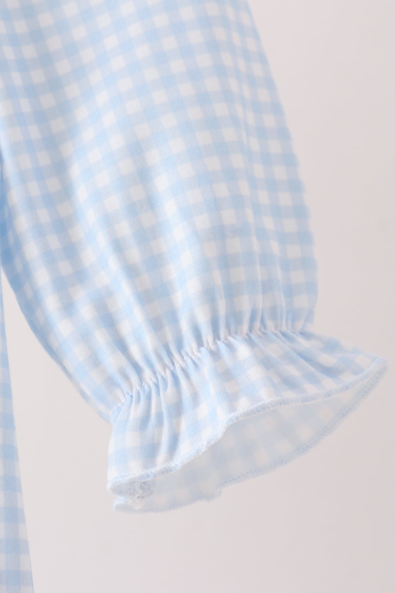 Wizard Blue Gingham Embroidered Bubble