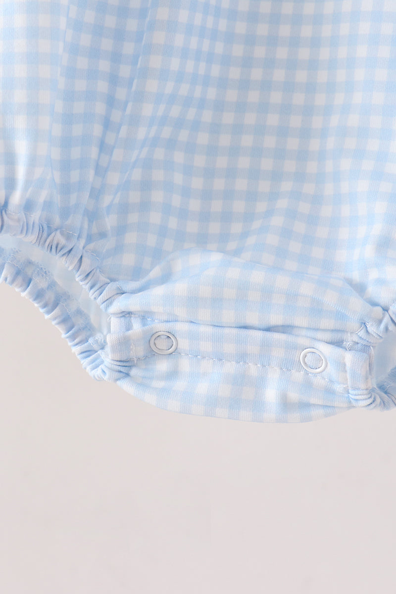 Wizard Blue Gingham Embroidered Bubble