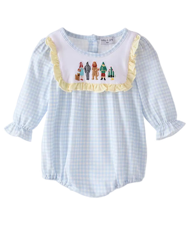 Wizard Blue Gingham Embroidered Bubble