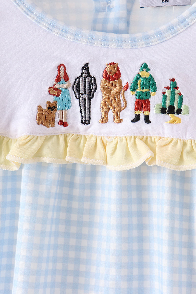 Wizard Blue Gingham Embroidered Bubble