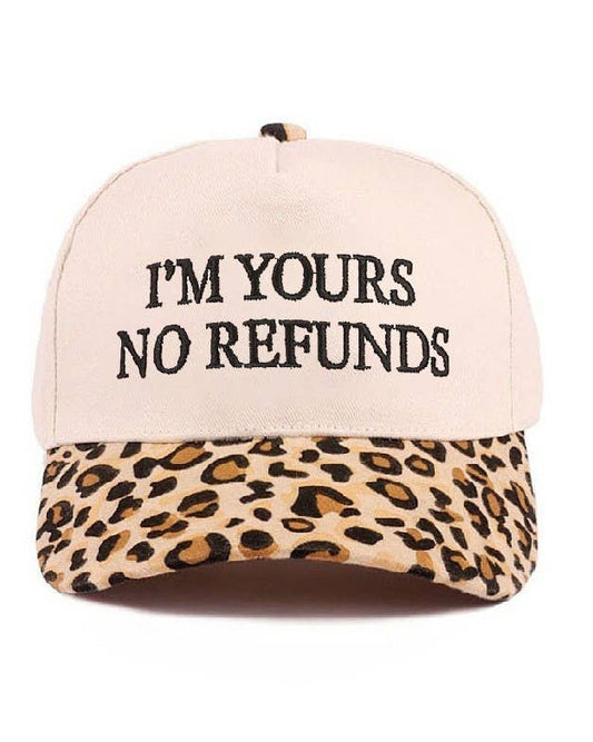 I'm Yours No Refunds Two Tone Canvas Cotton Cap