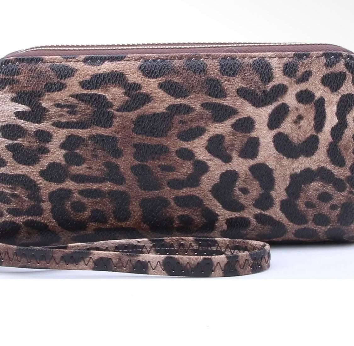 Gia Leopard Print Double Zip-Around Wallet Wristlet