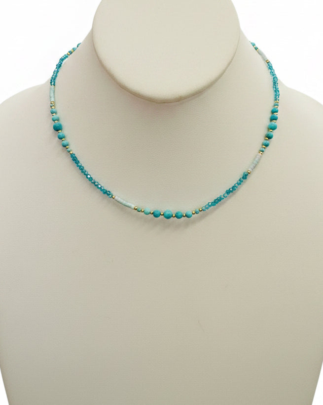 Oasis Turquoise & Crystal Station Necklace