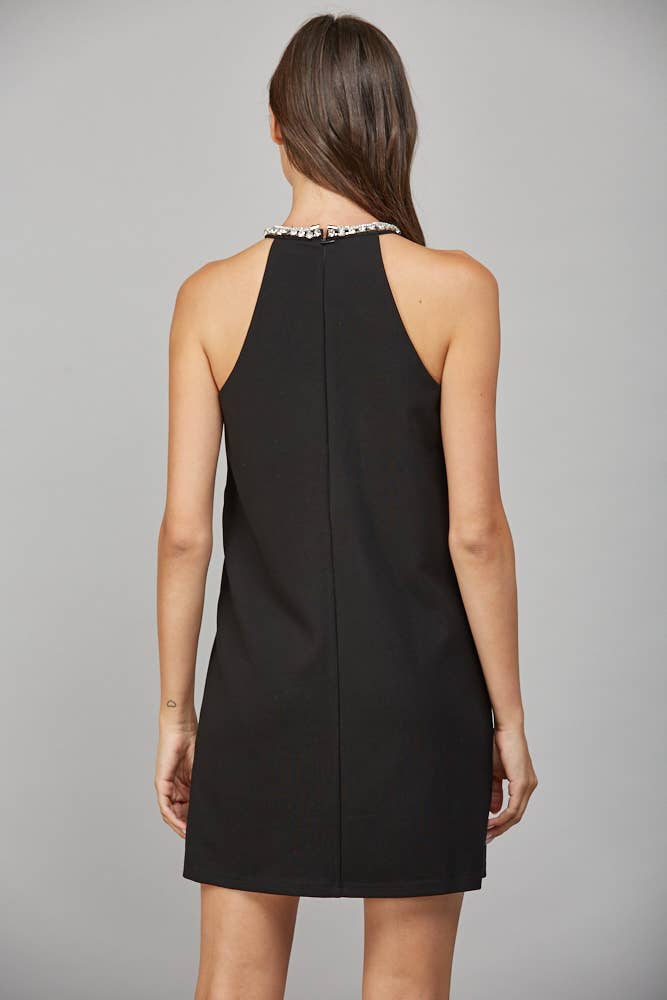 Rhinestone Keyhole A-Line Dress