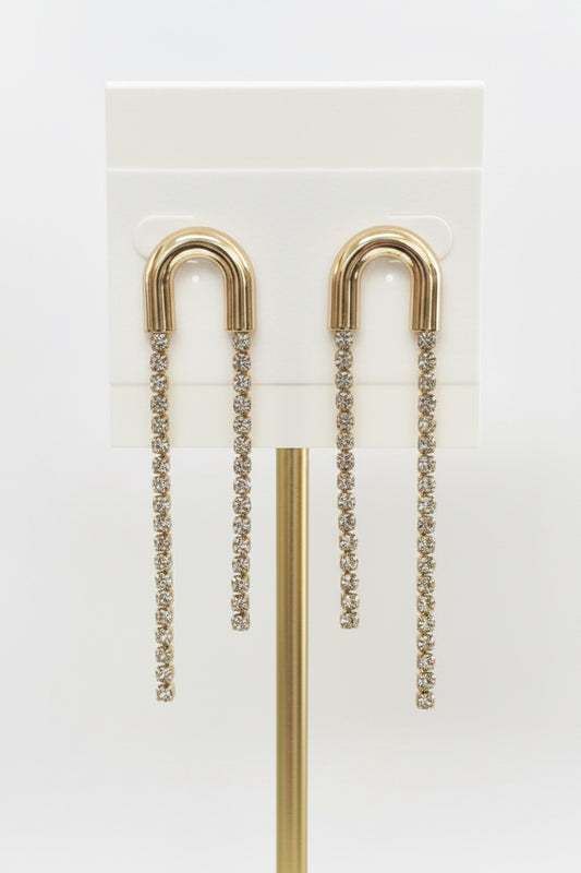 The Gilded Arc Stranded Rhinestone Drop Earrings