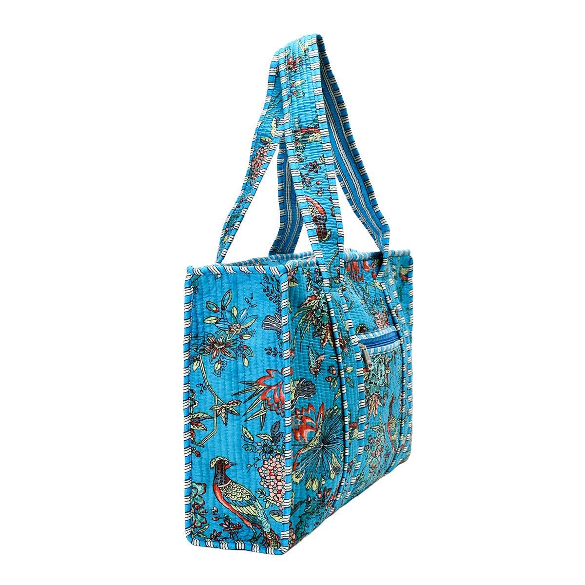 Blue Bird Cotton Print Tote Bags